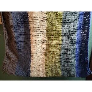 Handmade Crochet Afghan Throw Blanket Striped Boho 36x57 Multicolor Stripes